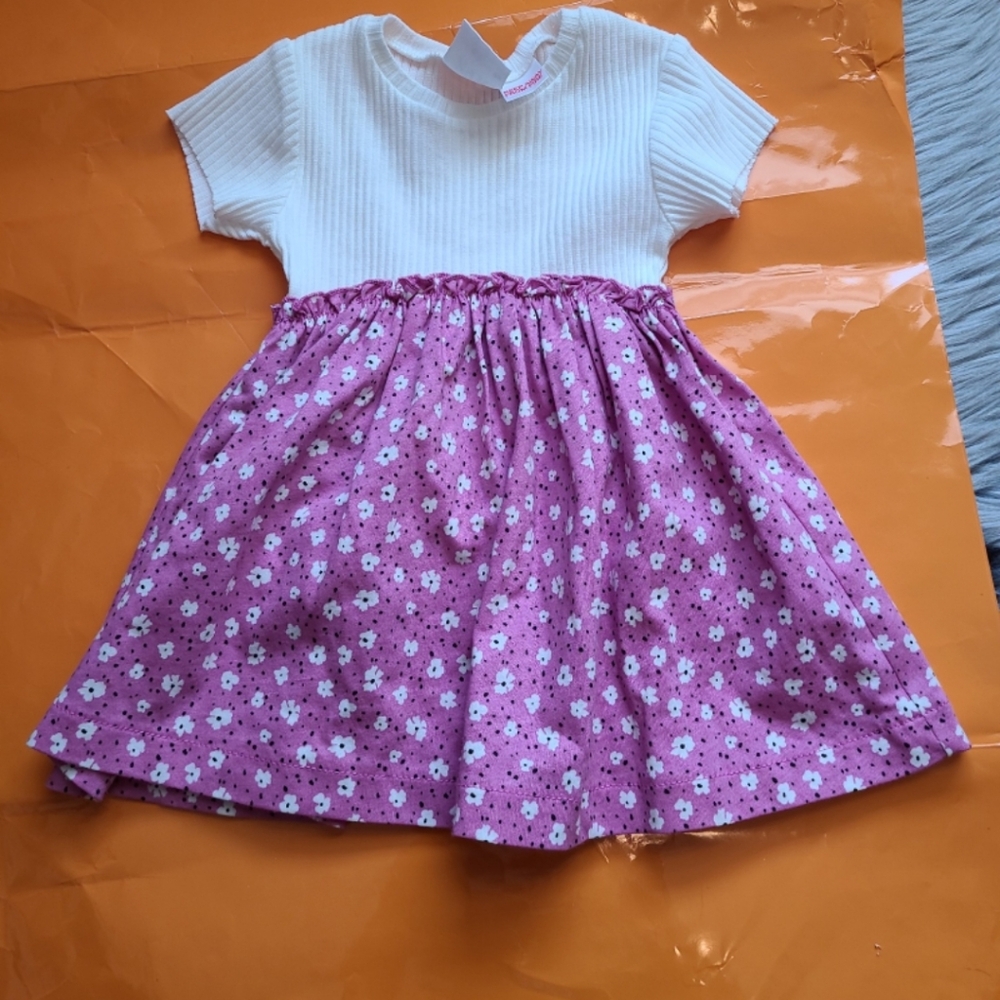 Nwot! Zara Baby Girl White And Pink Floral Print Dress